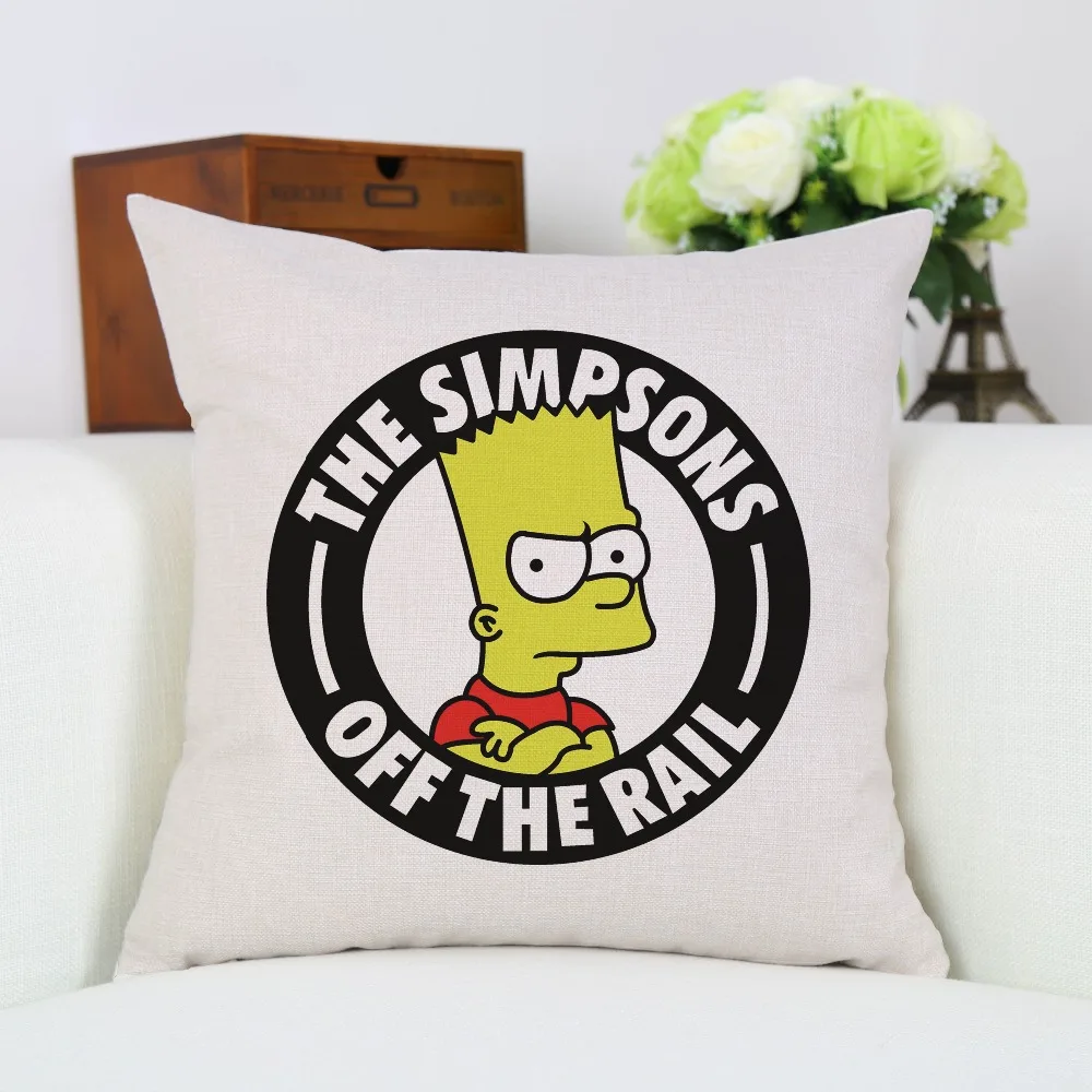 

Pillow Case The Simpsons Family Jung Yong Hwa Cartoon Cotton Linen Car Sofa Chair Seat 18x18 inches Square Cushion Covers New