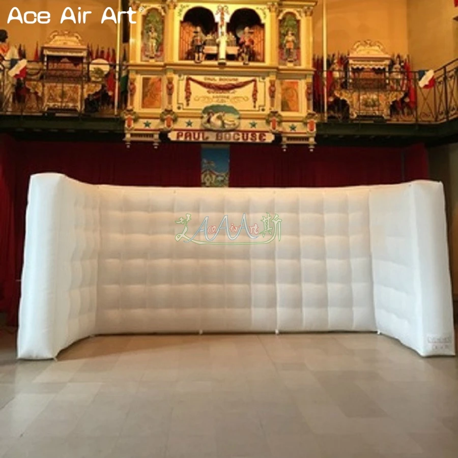 

Hot sale white oxford fabric back ground inflatable photo backdrop,dj booth wall free standing with Blower/Led lights for events