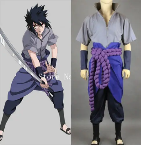 

Anime Naruto Sasuke Uchiha Uniform Cloth Cosplay Costume Custom Made Free Shipping