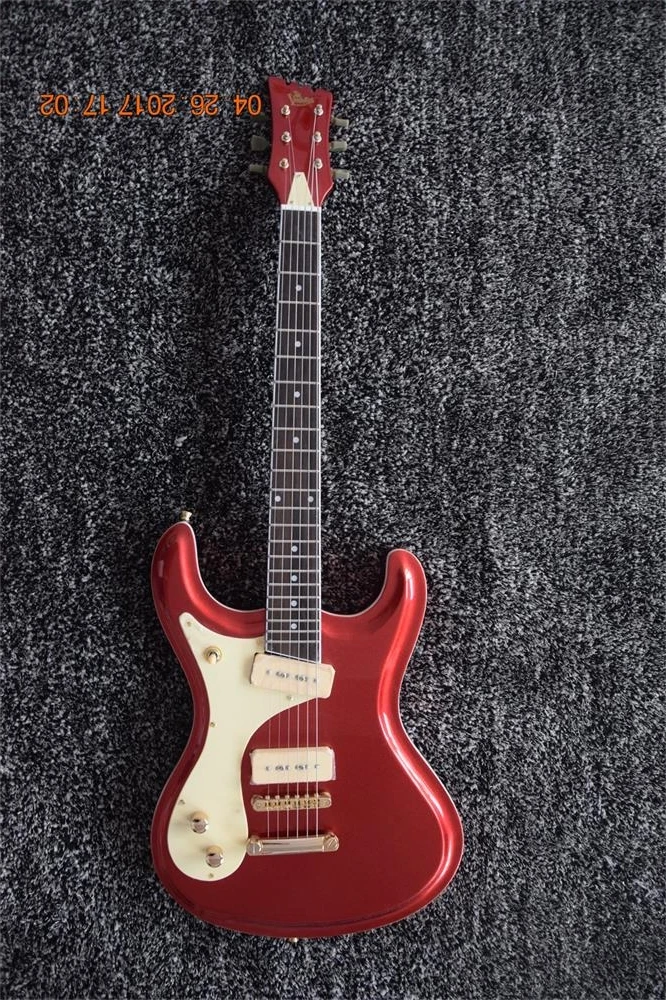 Custom Shop Left Handed Mosrite JRM Danelectro '64 Mosrite Electric Guitar Metal Red Color free