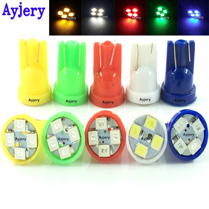 Ayjery 500x T10 194 168 1210 4 SMD 4 светодиодный Светодиодный свет автомобиля 12 В DC смешанные цвета Внутреннее освещение номерной знак свет авто лампы