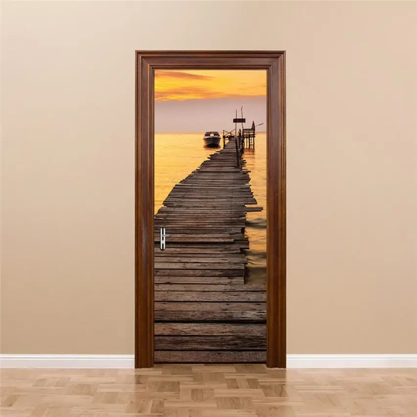 

2018 3D Door Sticker Art Decor Vinyl Removable Mural Poster Scene Window Door AP6