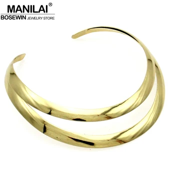 

MANILAI Bright Torques Choker Necklace Fashion Alloy Bib Collares Necklaces Women Accessories Statement Jewelry CE2418