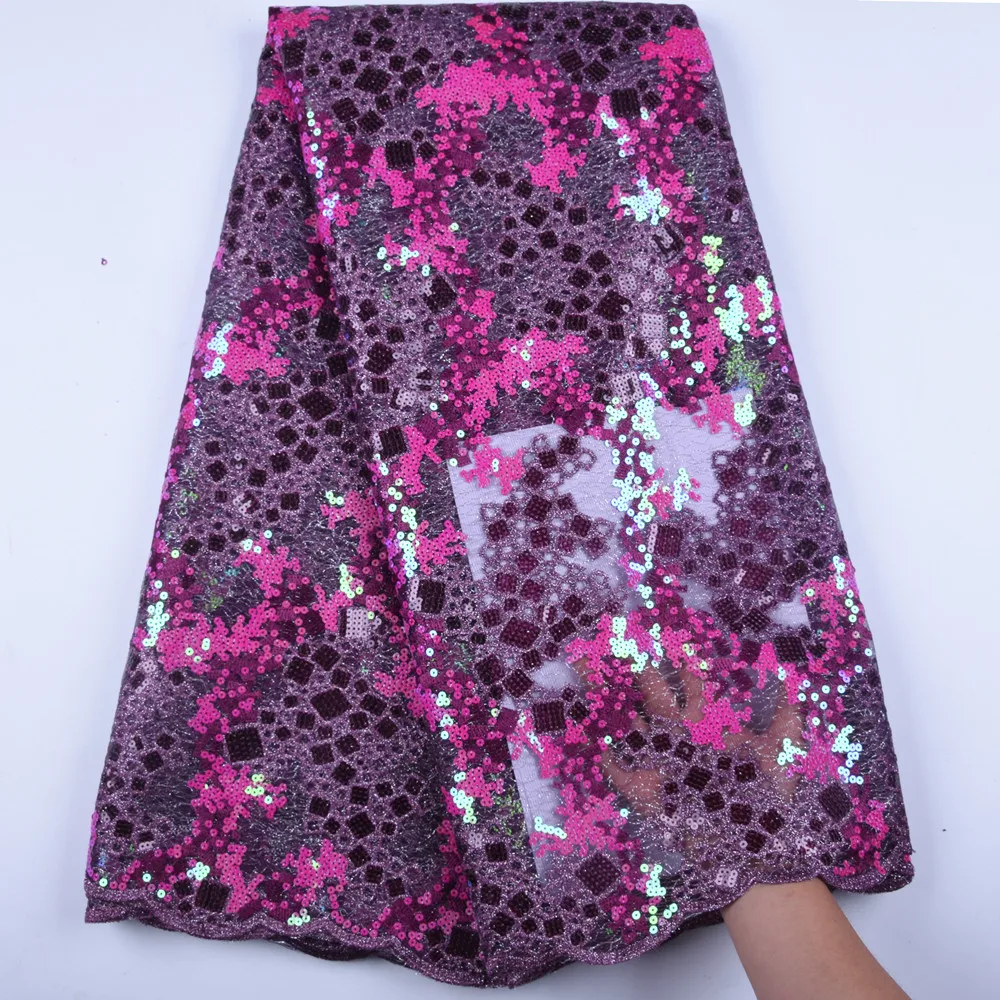 

African Organa Lace Fabric 2019 High Quality Lace Glitter Sequins Net Lace Tulle Mesh Fabric Latest Handcut Organza Lace Fabric