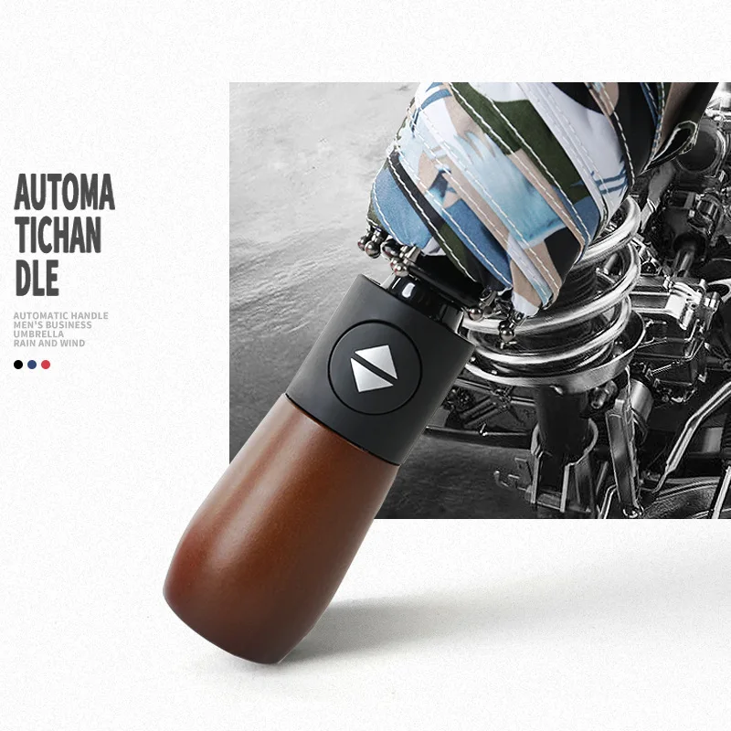 YADA 10 Bone Wood Handle Design Automatic Umbrellas Fold Rain Camo Umbrella For Women UV Rainproof Sun Protection Umbrella YD164