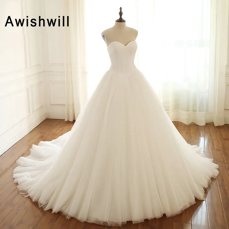Vintage Ball Gown Wedding Dresses Sweetheart Tulle Sleeveless