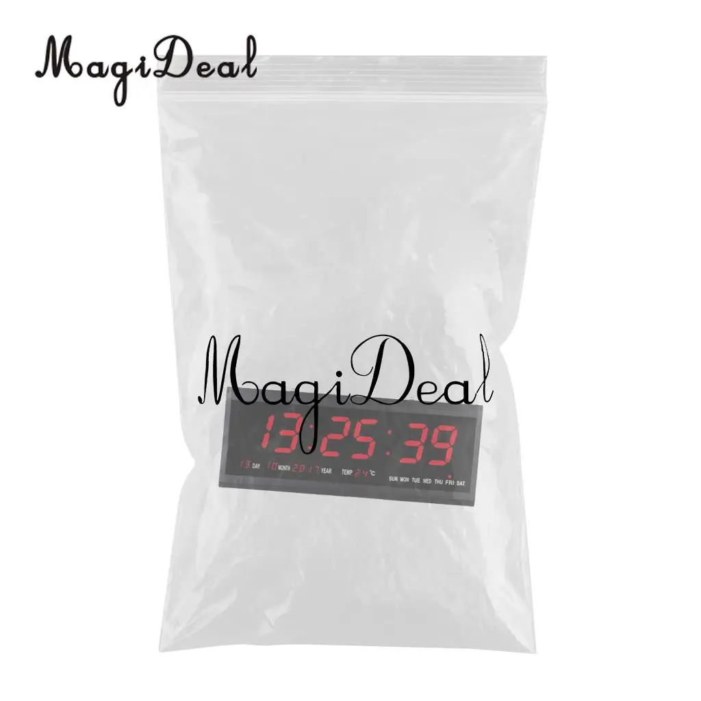  15'' Large Digital Led Wall Clock Watch Calendar Date Day 24H Display Plug in Clock Large LED Screen EU