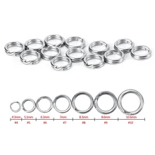 50 pces/100 pces anel de pesca de aço inoxidável dividir clipe giratória duplo loop rápida mudança gancho conector carpa pesca acessório ferramentas