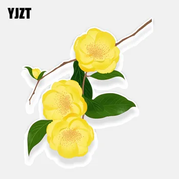

YJZT 13.9*16CM Yellow Colored Flowers Car Stickers Decor Bumper Car Window 11A1160