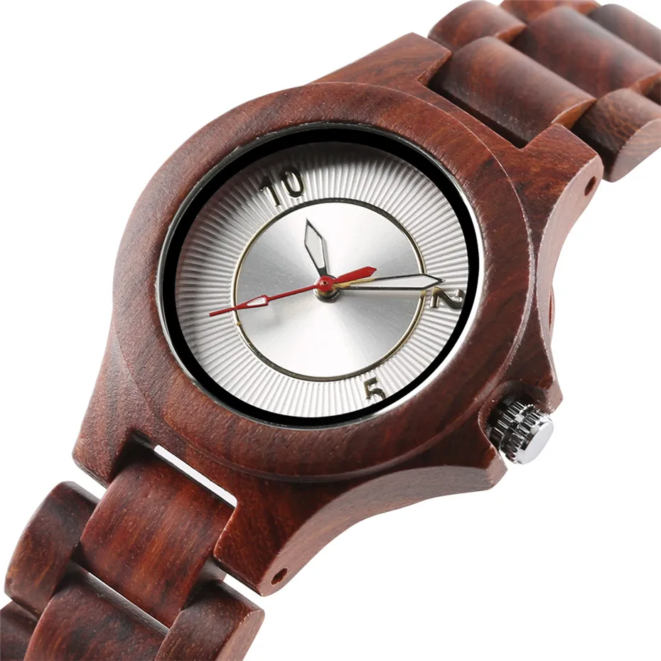 

Small Dial Lady's Wrist Watch Elegant Red Sandalwood Women's Bracelet Watches Thin Wooden Band Bracelet Clasp 2018 Fashion Gifts