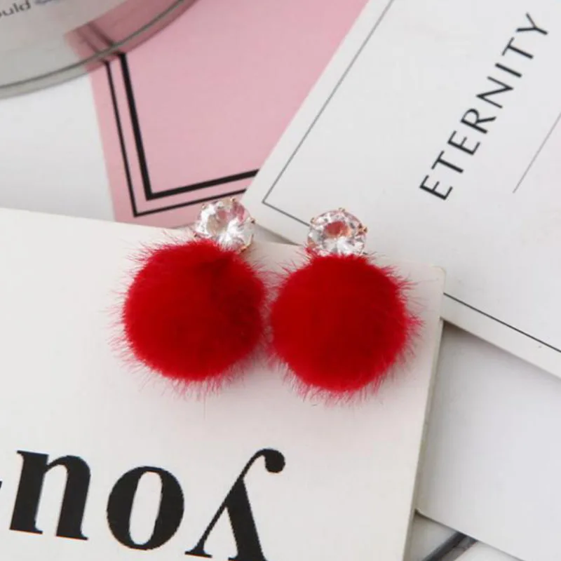 Fashion Temperament Short Paragraph Drop Earrings For Women Personalized Wild Ball Female Models Earrings FSPES390 - Окраска металла: Red