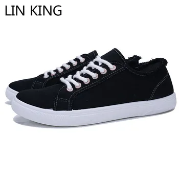 

LIN KING Fashion Spring Autumn Men Canvas Shoes Lace-Up Man Casual Shoes New Breathable Male Footwear Sports Sneakers For Male