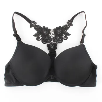 

Sexy Lace Straps Racer Back Push Up Bra Embroidery Brassieres Women Front Closure Cotton Convertible Y-line Straps Bras