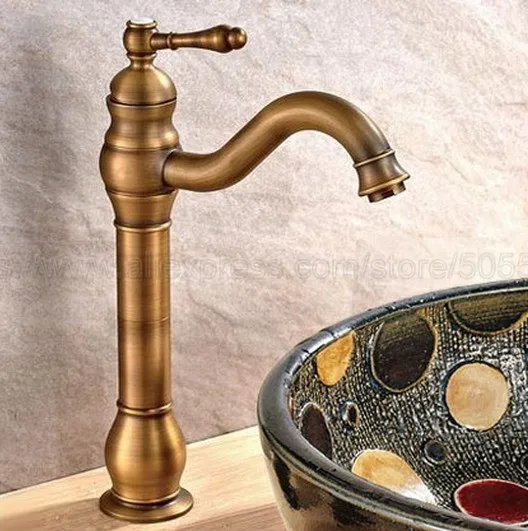 Bathroom Antique Brass Single Handle Hole Hot Cold Water Mixer Taps Wash Basin Bathroom Kitchen Deck Mounted Basin Faucet znf301