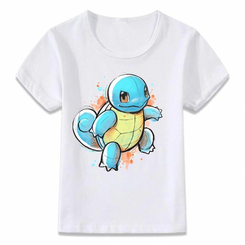 Детская одежда, футболка с принтом «Покемон» Бульбазавр, чармандер Сквиртл акварель футболка куртка из искусственной кожи для мальчиков и девочек рубашки для малышей, футболки - Цвет: 3E031U