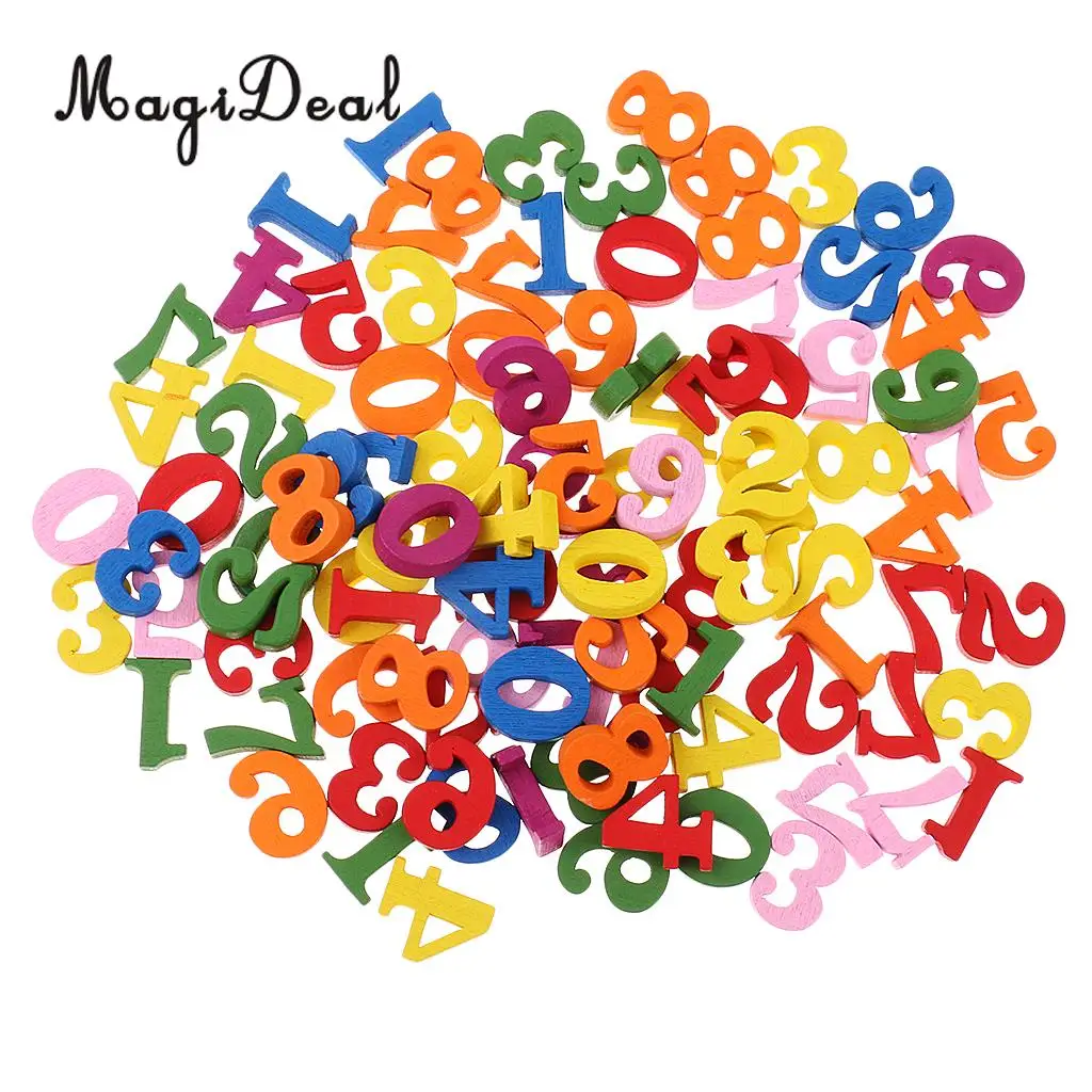 MagiDeal Colorful 100 Pieces Wooden Numbers for Children Kids Math Learning Educational Toys Kindergarten School Teaching Tool
