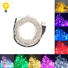 Светодиодные фонари 2 м 5 м 10 м 20/50/100led с источником питания от USB 5 В, уличная Рождественская на медной проволоке фестиваль Свадебная вечеринка украшения