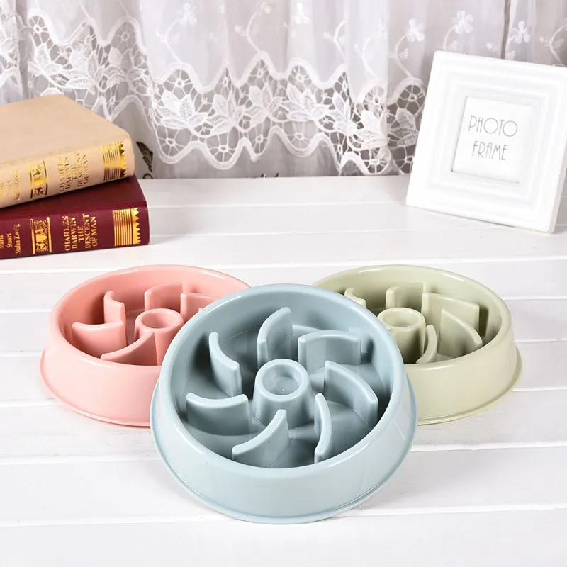 

Pet Dog Durable Plastic Feeding Bowl Slow Eating Anti Choke Water Food Feeder For Small Large Dogs Cats BW732
