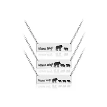 New Fashion Mother’s Day Gift “Mama Wolf” Wolf Mom and one tow three Baby Wolf Charm Women Pendant Necklace Jewelry