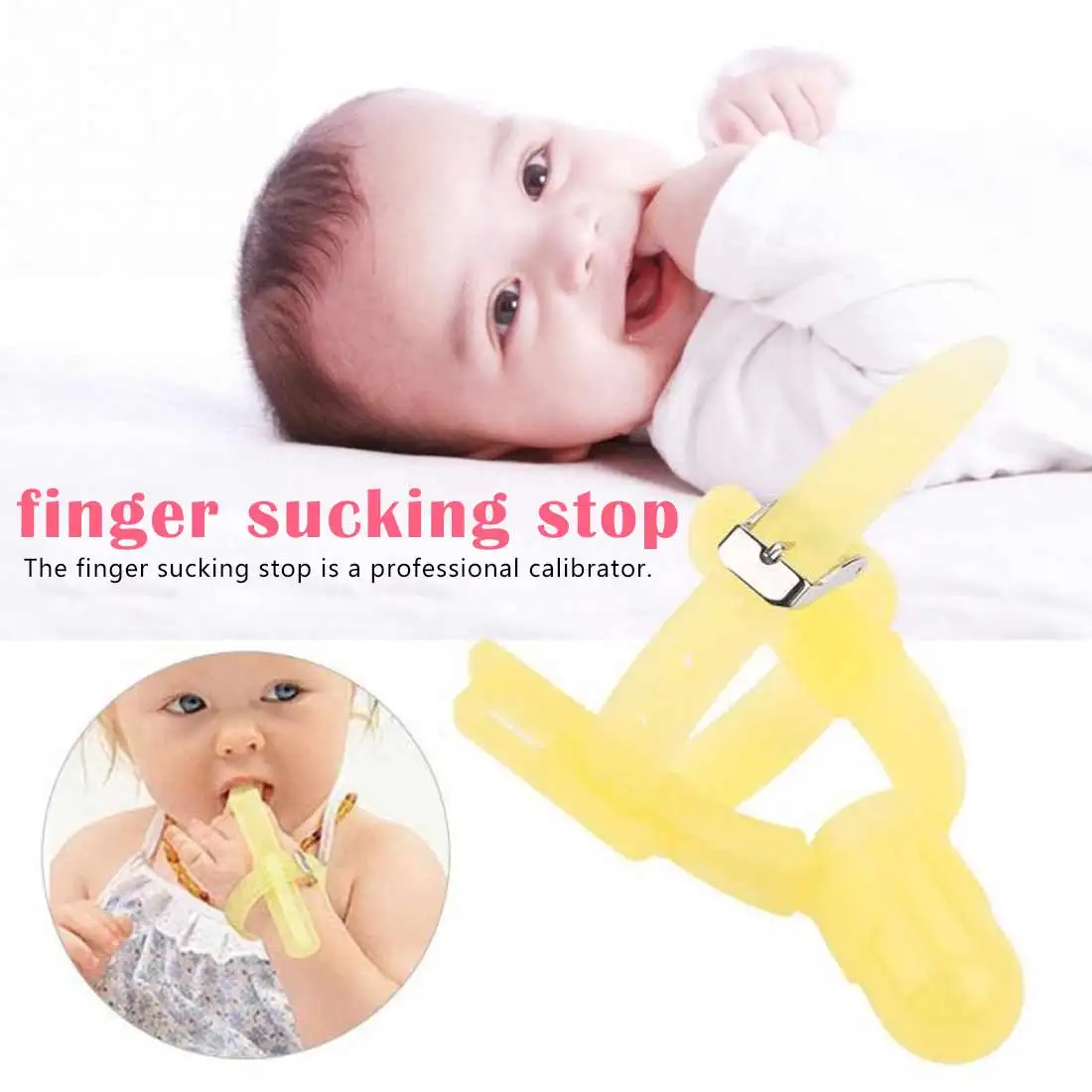 Nontoxic Silicone Baby Teethers Kids Child Thumb Guard Stop Sucking Fingers with Wrist Band Prevent Baby Finger Bite