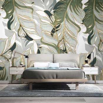 

Custom Any Size Mural Wallpaper Modern 3D Hand-painted Tropical Plant Leaves Photo Wall Paper Self-Adhesive Living Room Stickers