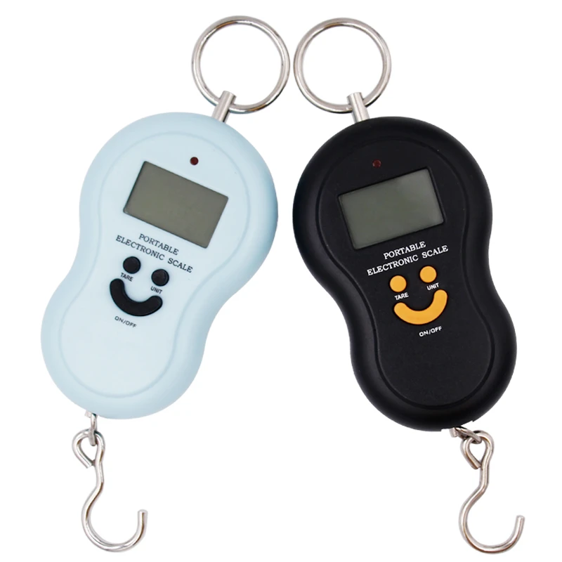 US_ 50Kg/10g Smile Face Mini Digital Backlight Hanging Scale Luggage Weight Tool US_ 50Kg/10g Smile Face Mini Digital Backlight Hanging Scale Luggage Weight Tool