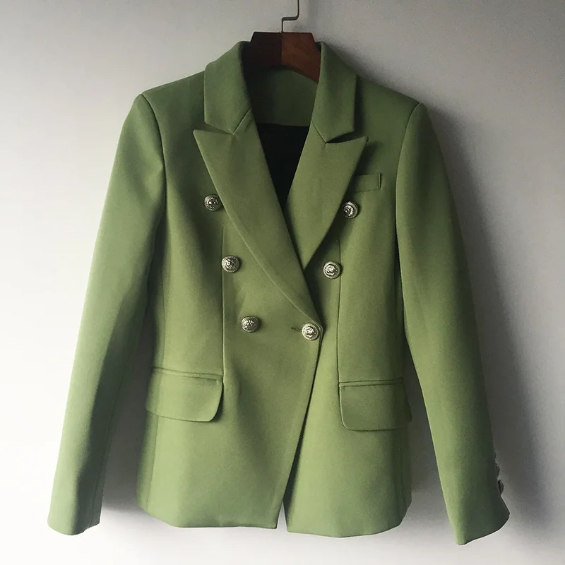

Nepole Modis Runway Pockets Simple Top Fashion Double Breasted Ol Coat 2019 Spring Autumn New Buttons Women Green Blazer 42721