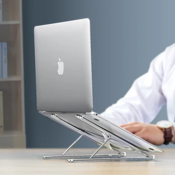 Laptop Stand Portable 8 Heights Adjustable Aluminum Desktop Ventilated Cooling Holder Folding Ultra for MacBook HP 13 15 17 inch wiwu folding portable laptop stand 11 17 3 inch notebook universal stand for macbook aluminum adjustable cooling support laptops
