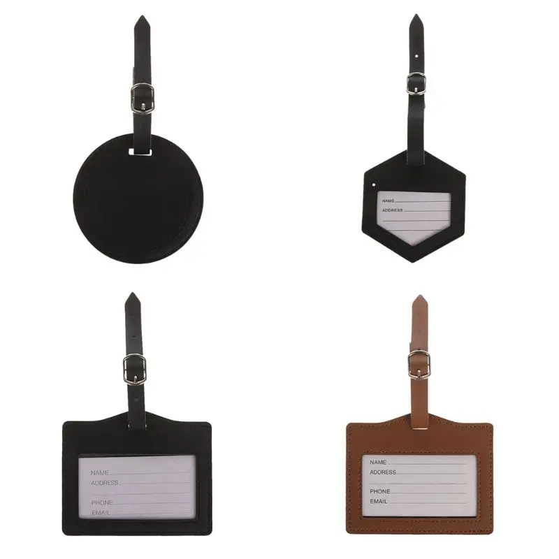 Luggage Tag Travel Suitcase Bag PU Leather Id Tags Address Label