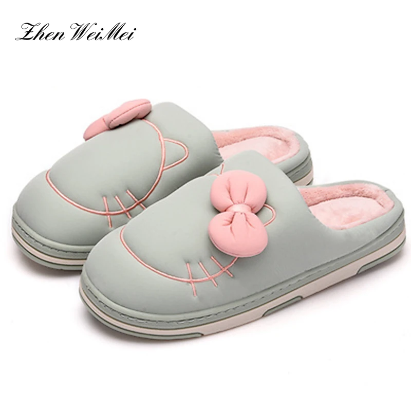 

Women Winter Home Slippers Cartoon Cat Non slip Warm Indoors Bedroom Floor Shoes Plush Couple Slippers Women
