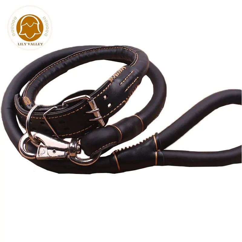 

Leash For Dog Leashes Pet Dog Collar PU Leather Sets Of Large Dog Supplies Labrador German Shepherd Length 120cm Neck 50-65cm