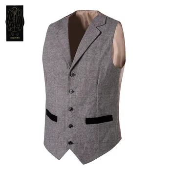 

New high-end atmospheric men's vest men's wool blend comfortable suit vest men mature stable vest support custom