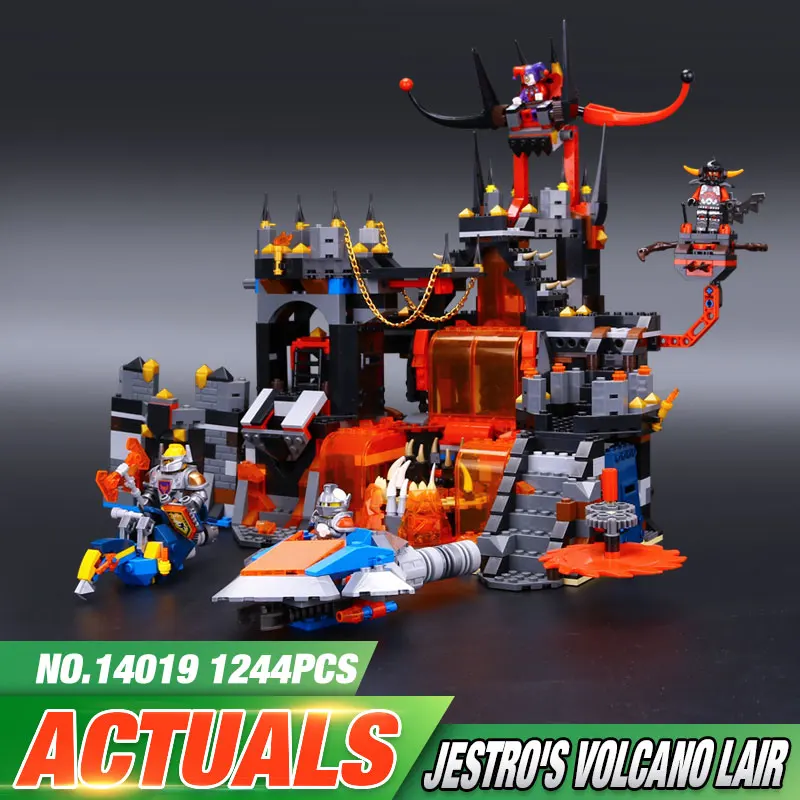 1244Pcs New font b LEPIN b font 14019 Nexoe Knights Jestros Vulkanfestung Model BuildingBlocks Bricks Minifigure
