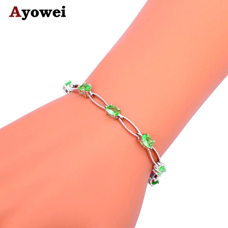 

So Charming Zircon Bracelets for Women Silver AAA Zirconia & Light Green Crystal Fashion Jewelry TBS961A