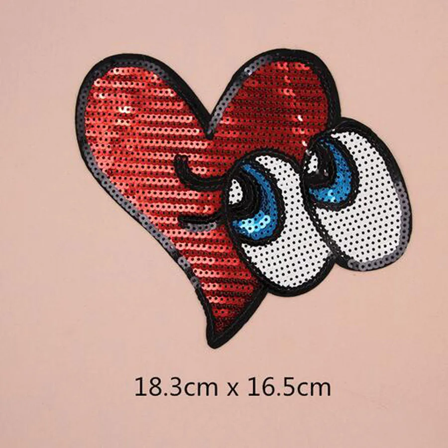 1X блестки, стразы вышитые сердце глазную повязку наклейки для одежды шить мешок железо на аппликации самодельные Украшения швейная Костюмы DIY BU80 - Цвет: BU80N2 Red Heart