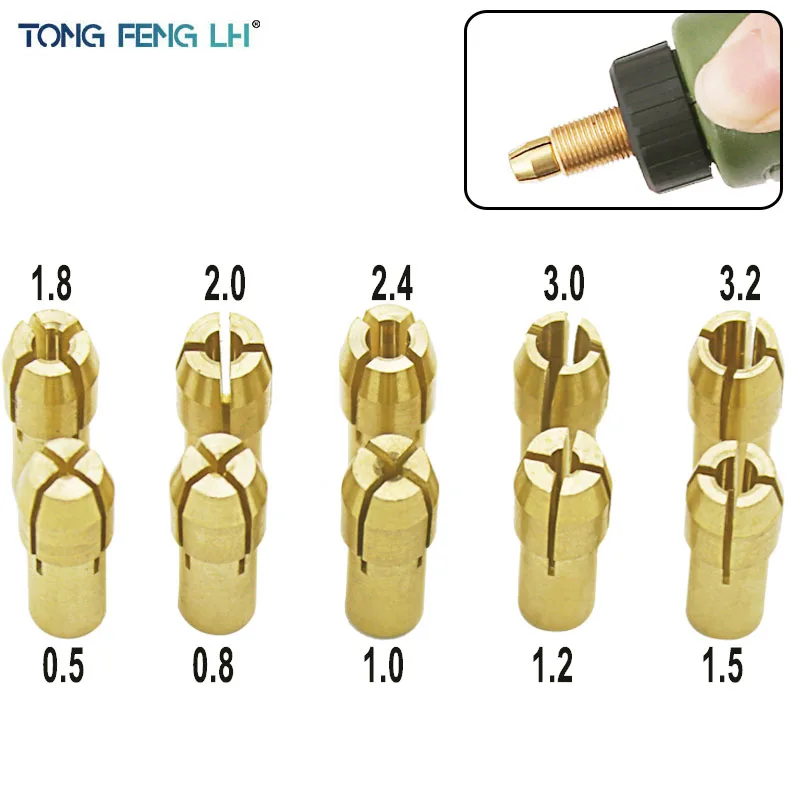 10PC/Set 0.5-3.2mm Copper Small Electric Drill Bit Collet Micro Twist Chuck Adapter Power Hand Rotory For DIY Tools Convenient 10pc cnc lathe turning ctm screw cutting tools parts inner hexagon pin screw ctm510 ctm513 ctm515 ctm613 ctm617 ctm619 10 ctm822