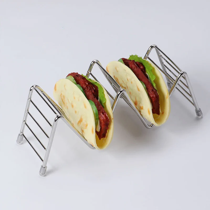 

Stainless Steel Bracket Tray Style Soft Shells Wave Shape Rustproof Rack Restaurant Food Display Taco Holder Stand Kitchen Tool