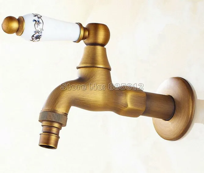 Billig Antike Messing Keramik Griff Waschmaschine Wasserhahn Garten Wasserhahn und Mopp Pool Wasserhahn Wäsche waschbecken Kalten Wasserhähne Wav
