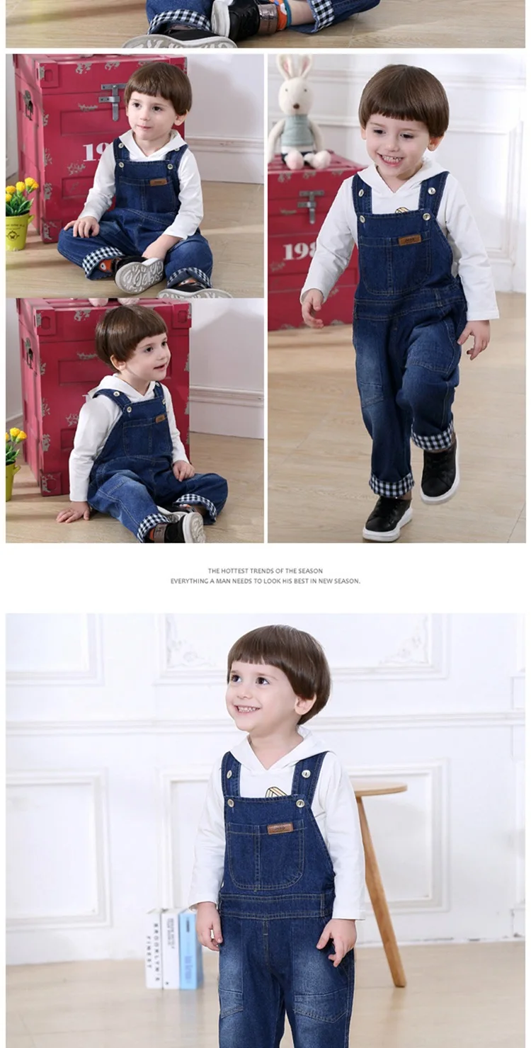 Infant Rompers baby pants denim overalls children spring braces Kids bebe pants boys girls trousers for toddler longs jeans (4)
