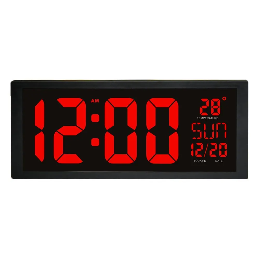 LED Digital Wall Clock with Fold Out Stand for Tabletop Placement