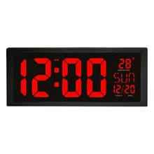 LED Digital Wall Clock with Fold-Out Stand for Tabletop Placement Displays Indoor Temperature Calendar Date and Week Home Decor
