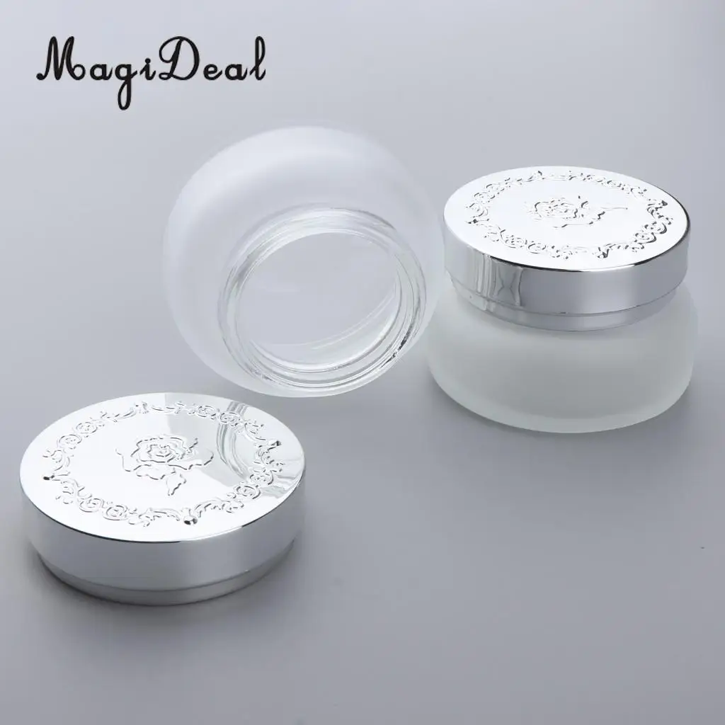 Kesoto 4x Empty Glass Makeup Cream Jar Lotion Essential Oil Bottle Cosmetic Refillable Container 30g 50g