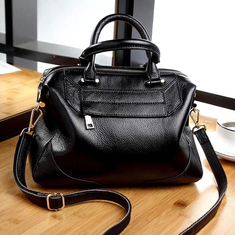

Women's Cow Leather Handbags Female Shoulder bag designer Luxury Lady Tote Large Capacity Zipper Handbag for Women