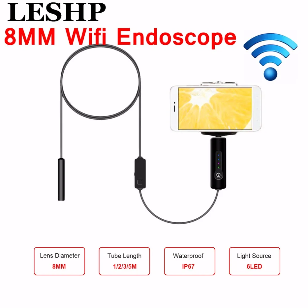 

WIFI Endoscope Camera HD 2MP 8MM Android Hard Wire IP67 Endoscope Camera 1/2/3/5M Wifi Distance For Iphone Android IOS PC