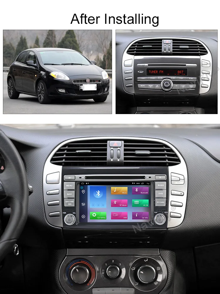 Excellent Android 9.1 2+32G Car dvd multimedia player For Fiat Bravo 2007 2008 2009 2010 2011 2012 Car radio FM WIFI RDS BT GPS Navigation 6