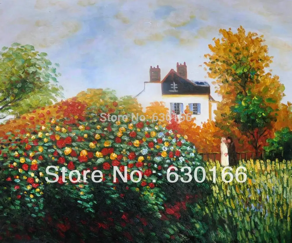 Handpainted Oil Canvas Wall Art - Artist's Garden by Claude Monet Paintings for Living Room Horizontal Handpainted Oil Canvas Wall Art - Artist's Garden by Claude Monet Paintings for Living Room Horizontal