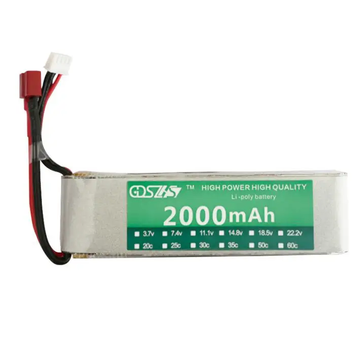 

1pc high rate lipo 2s 7.4v 2000mah 2s 25C battery T plug for Remote control toy Model aircraft drone rc quadrocopter kit hobbies