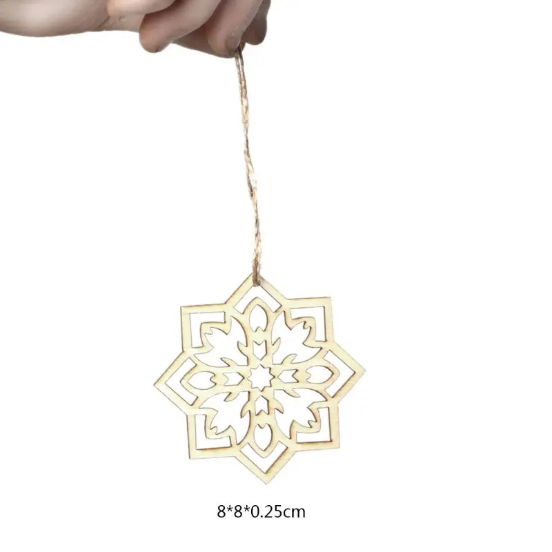 1 комплект Eid деревянный подвеска «сделай сам» ИД Мубарак мусульманских фестиваль натурального дерева Снежинка висит с веревки полые Рамадан домашние декорации