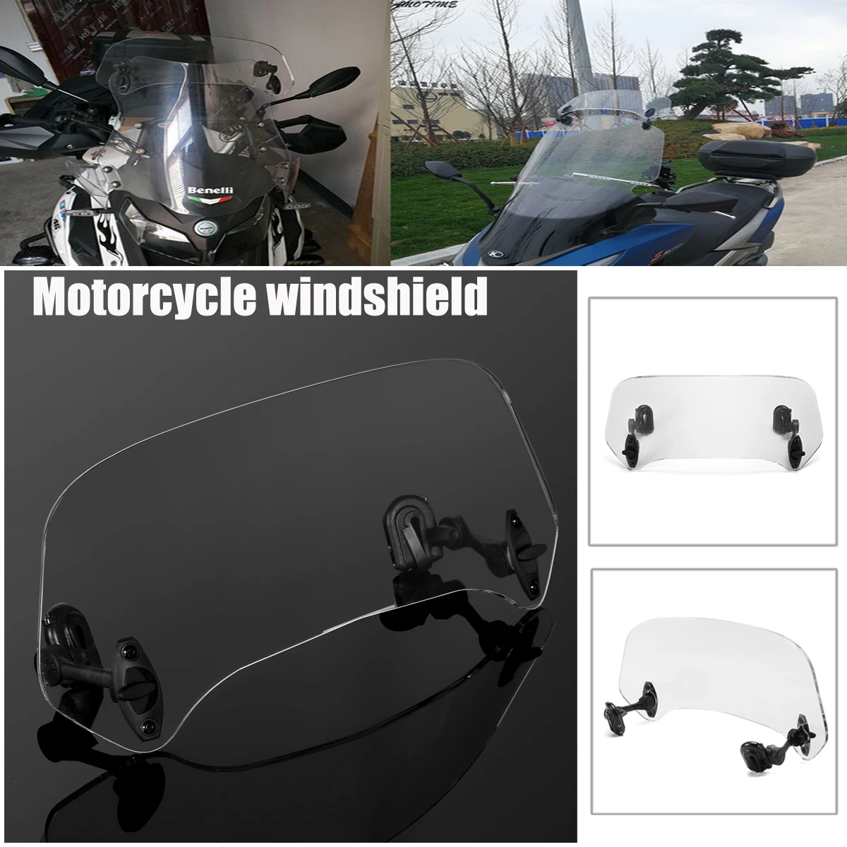 

Motorcycle Windscreen Windshield Extension Spoiler Wind Deflector Adjustable Lockable For BMW Kawasaki Yamaha Suzuki Honda