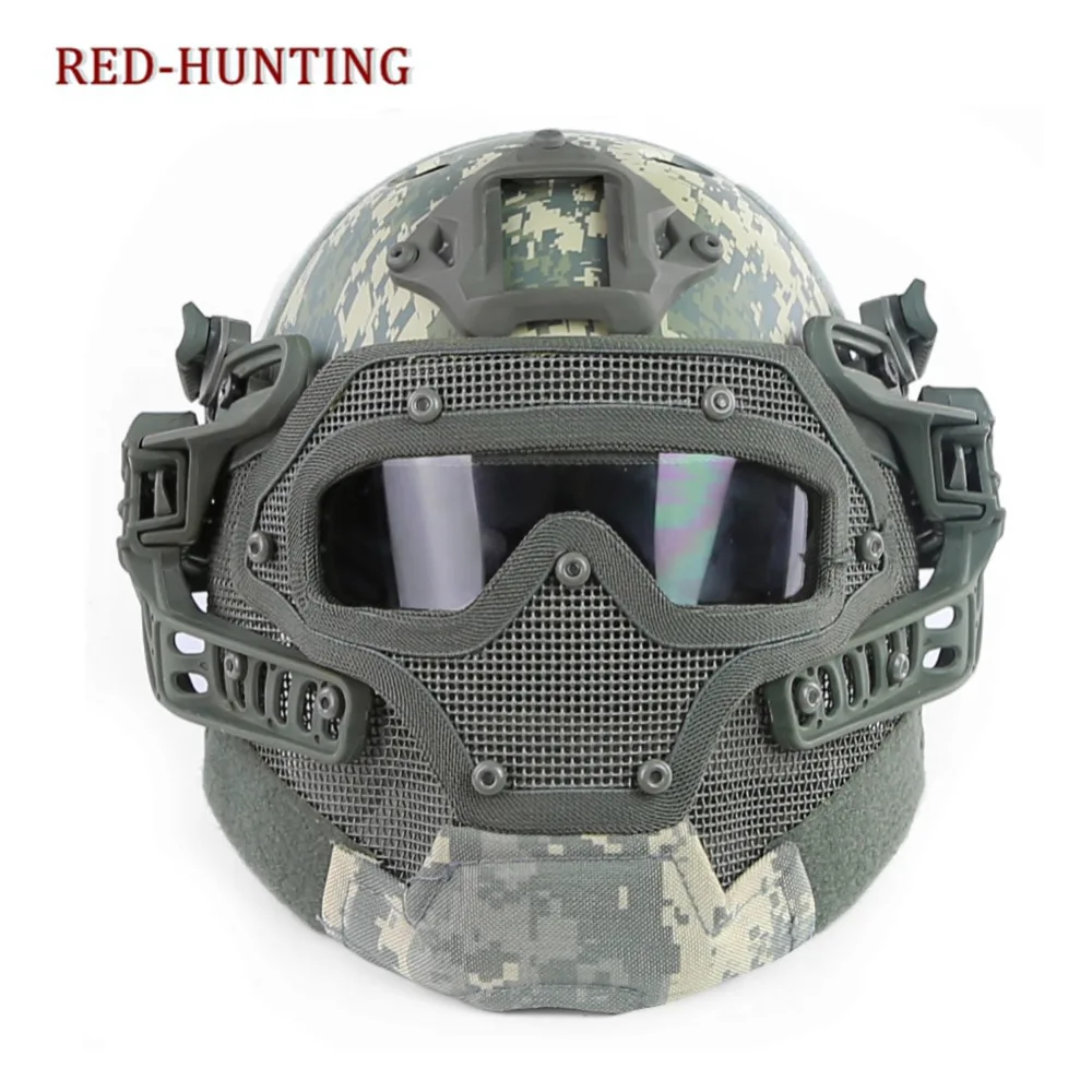 

Hot US ACU Hunting Helmet G4 system protective Tactical Helmet PJ ABS Mask With Goggle Protective Military Airsoft Paintball